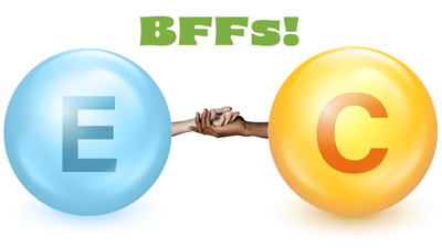 Vitamin E and Vitamin C BFFs.
